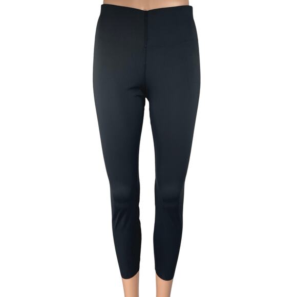 Good American Black Mid Rise Skinny Yoga Gym Ankle Crop Leggings Pants Size 2 - Picture 1 of 5